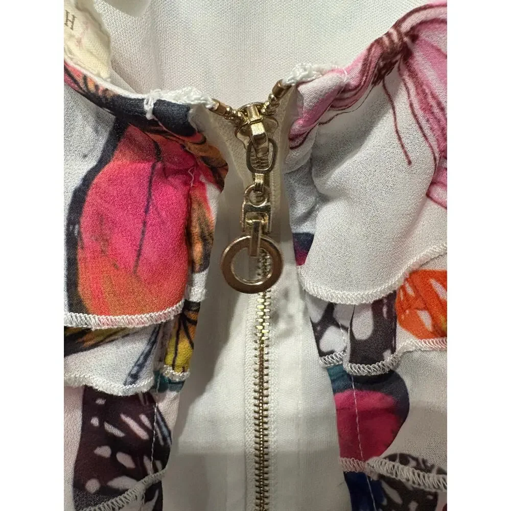$5/15Butterfly Print Tiered Dress - 10